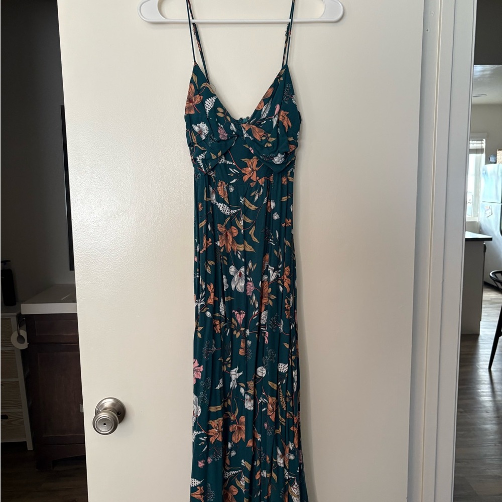 Hello Molly Teal Floral Maxi Dress